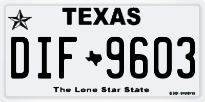 TX license plate DIF9603