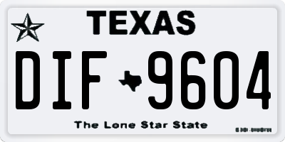 TX license plate DIF9604