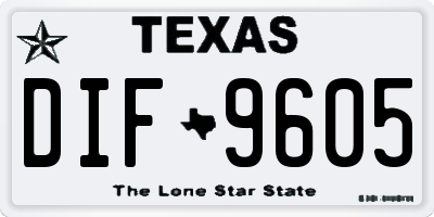 TX license plate DIF9605