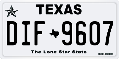 TX license plate DIF9607
