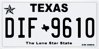 TX license plate DIF9610