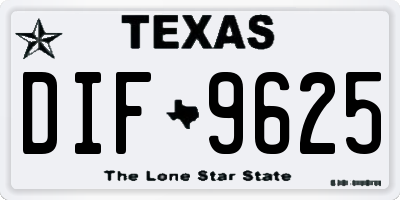 TX license plate DIF9625