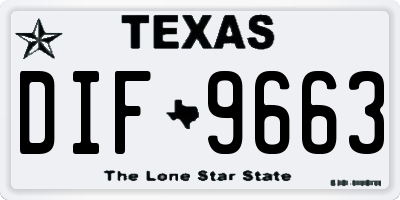 TX license plate DIF9663