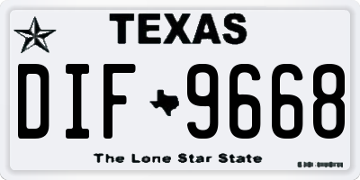 TX license plate DIF9668