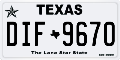 TX license plate DIF9670