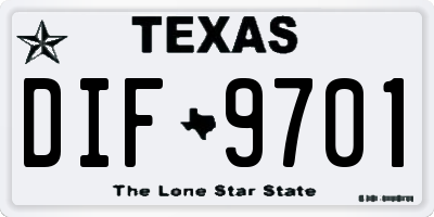 TX license plate DIF9701