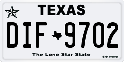 TX license plate DIF9702