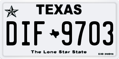 TX license plate DIF9703