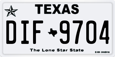 TX license plate DIF9704