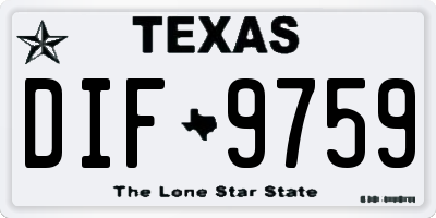 TX license plate DIF9759