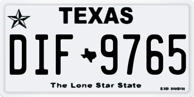 TX license plate DIF9765
