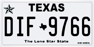 TX license plate DIF9766