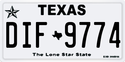 TX license plate DIF9774