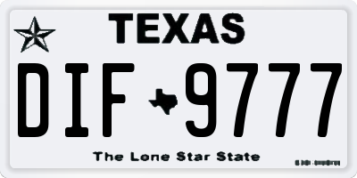 TX license plate DIF9777