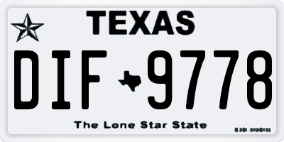 TX license plate DIF9778