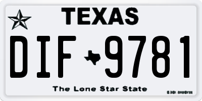 TX license plate DIF9781