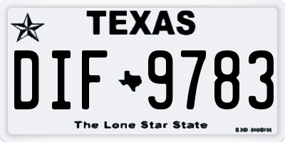 TX license plate DIF9783
