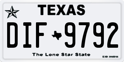 TX license plate DIF9792