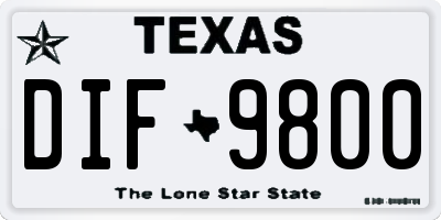 TX license plate DIF9800