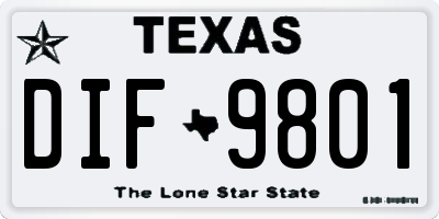 TX license plate DIF9801