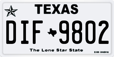 TX license plate DIF9802