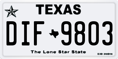TX license plate DIF9803