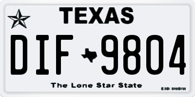 TX license plate DIF9804
