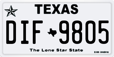 TX license plate DIF9805