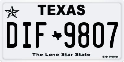 TX license plate DIF9807