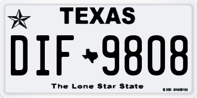 TX license plate DIF9808