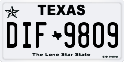 TX license plate DIF9809
