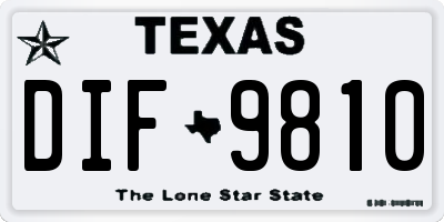 TX license plate DIF9810