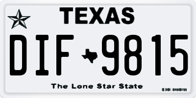 TX license plate DIF9815