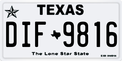 TX license plate DIF9816