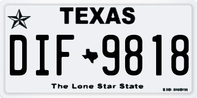 TX license plate DIF9818