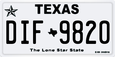 TX license plate DIF9820