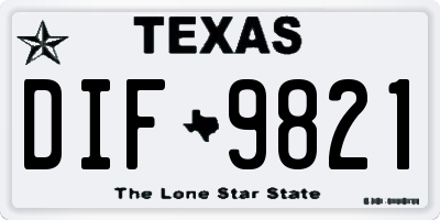 TX license plate DIF9821