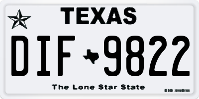 TX license plate DIF9822
