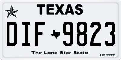TX license plate DIF9823