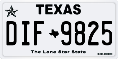 TX license plate DIF9825