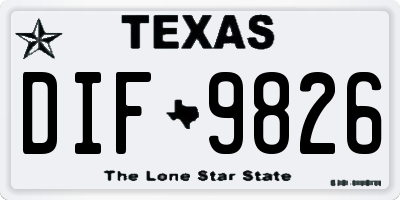 TX license plate DIF9826