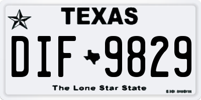 TX license plate DIF9829