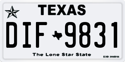 TX license plate DIF9831