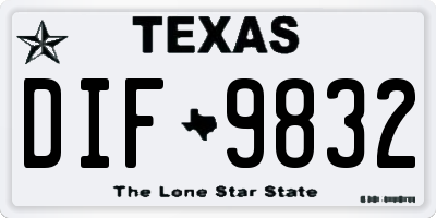 TX license plate DIF9832