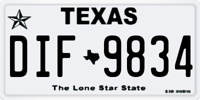 TX license plate DIF9834