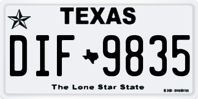 TX license plate DIF9835