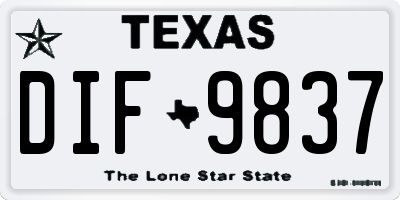 TX license plate DIF9837