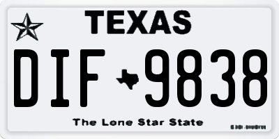TX license plate DIF9838