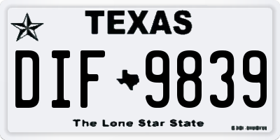 TX license plate DIF9839