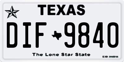 TX license plate DIF9840